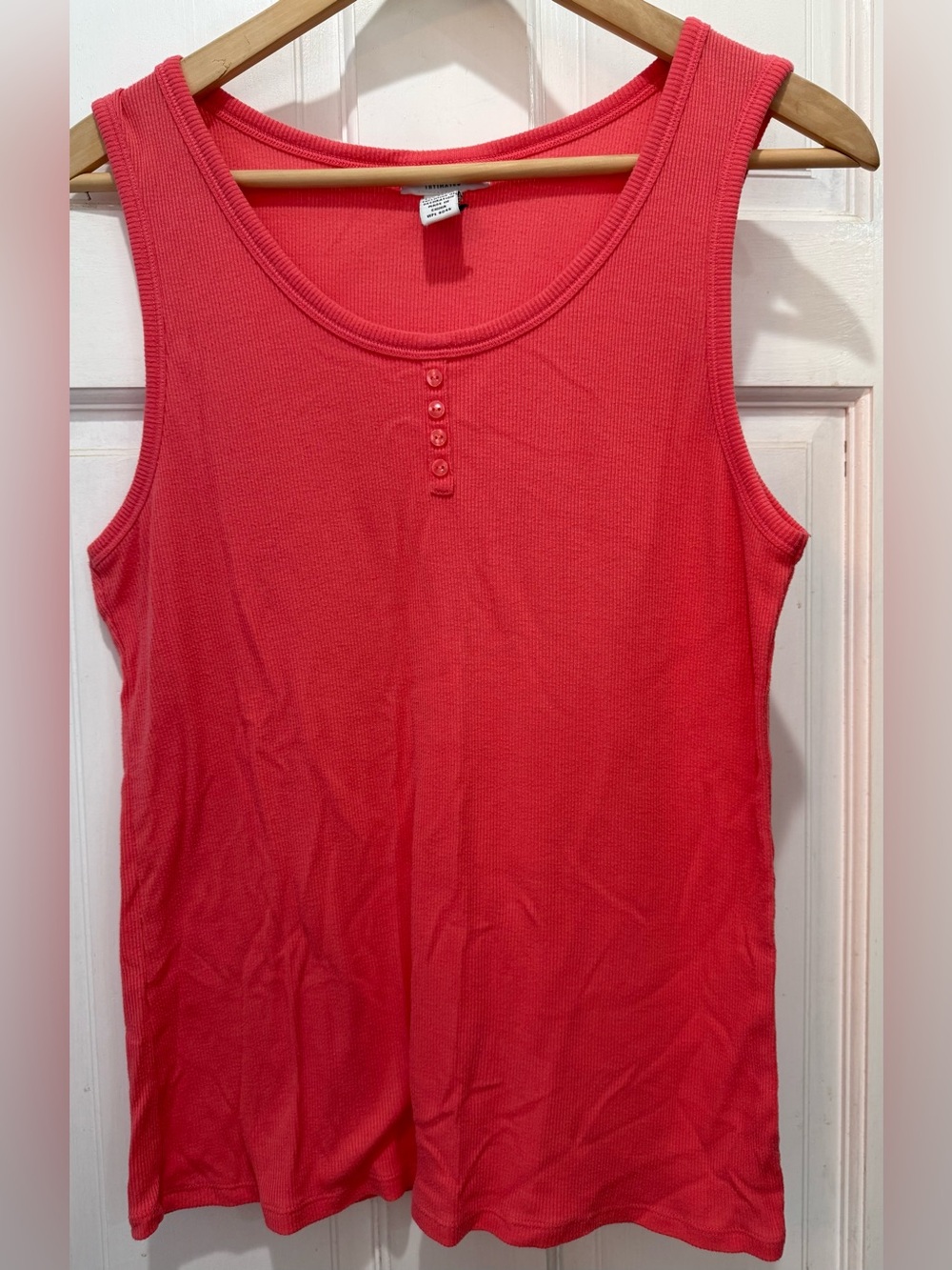 Alfani Intimates Pink Ribbed Scoop Neck Tank with Faux Buttons